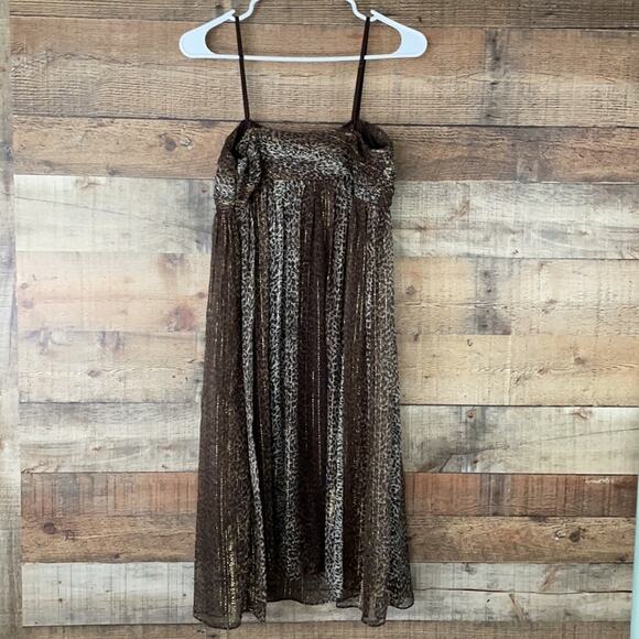 Nicole Miller Leopard Print Sheer Silk Chiffon Spaghetti Strap Dress SZ 6 - Picture 7 of 12